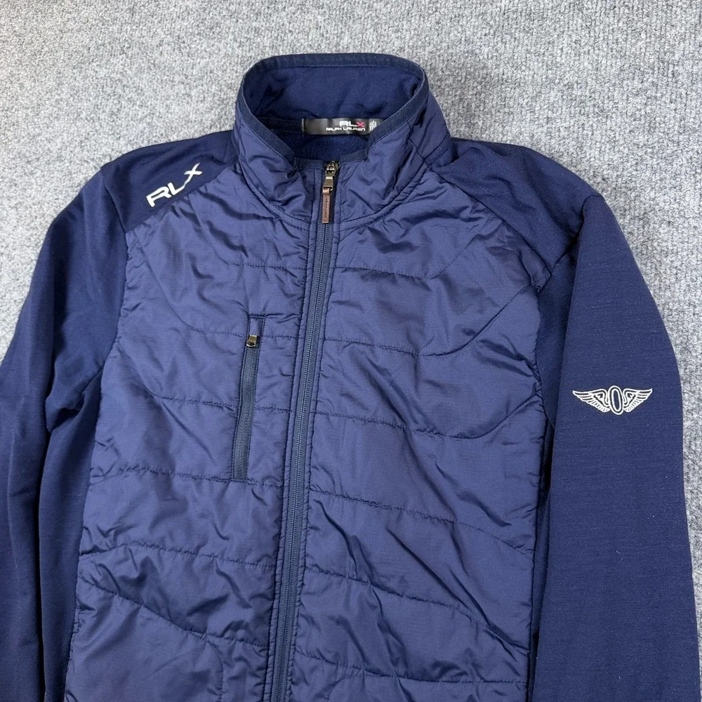 RLX Ralph Lauren Hybrid Wool Full Zip Jacket Mens M Blue Olympic Club Golf
